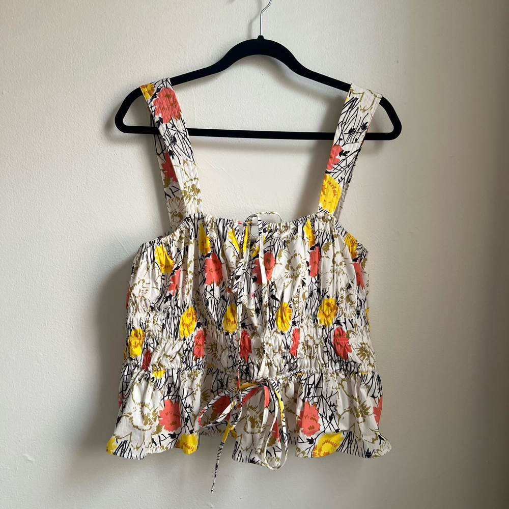 BCBGMaxAzria Floral Tank Top in Yellow and Coral